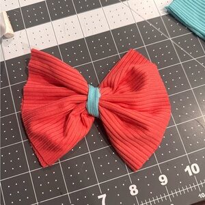 Vibrant Coral and Blue Hair Bow for Kids